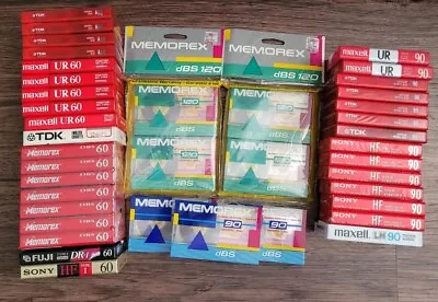 New Sealed Blank Cassette Lot Of 40 Sony TDK Maxell Memorex Fuji 90 120 60 • $75