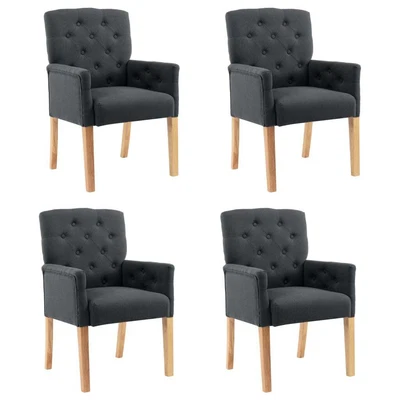 $870.99 • Buy Dining Chairs With Armrests 4 Pcs Grey Fabric VidaXL