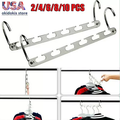 2-10x Magic Metal Wonder Hanger Closet Space Saver Organizer Rack Clothes Hooks • $19.99