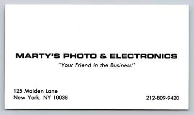 Vintage Business Card Marty's Photo & Electronics New York NY NYC • $7.99