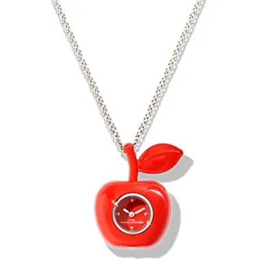 🍎⏰ Marc Jacobs | Quartz Red Dial The Bauble Apple Pendant Ladies Necklace Watch • $150