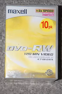 Maxell DVD-RW Rewritable 10pk 4.7gb - Factory Sealed • £9.99