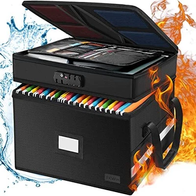 $71.19 • Buy Fireproof Document Box With Lock 2 Layers Fireproof File Box Portable Important