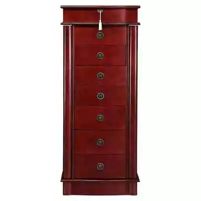 Jewelry Armoire Organizer Standing Brown Wood Jewelry Box Chest Rich Walnut • $179.99