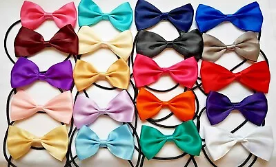  2 PACK Boys Kids Children S Elasticated Pre Tied Satin Bow Ties Dickie Bow  • £5.75