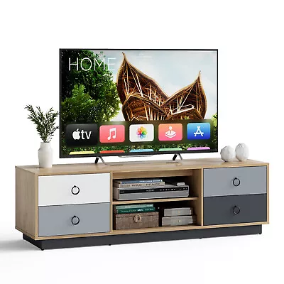 55  TV Stand Entertainment Media Center W/ Storage Cabinets Adjustable Shelves • $109.99