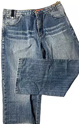 ESMX Men's Denim Jeans Blue Cotton Wide Straight Legs 38x32 New Free Shipping • $20