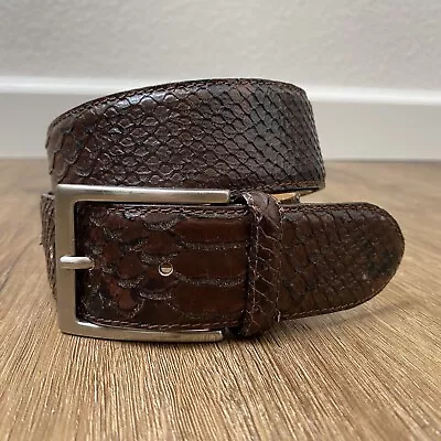 Men's Vera Pelle Made In Italy Snakeskin Belt 110-125cm Leather Brown 36 - 44 • $15