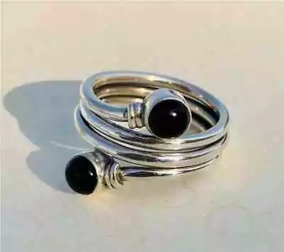 925 Sterling Silver Black Onyx Gemstone Ring Mother's Day Jewelry All Size B228 • $14.39