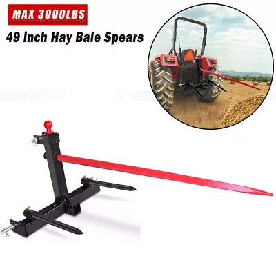 3 Point Attachment W/49  Hay Bale Spear 3000 Lbs 2x17  Stabilizers Cat 1 Tractor • $279.99