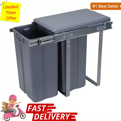 2 Section Under The Sink Pull Out Dual Rubbish Bins Kitchen Cupboard Trash 30L • $49.99