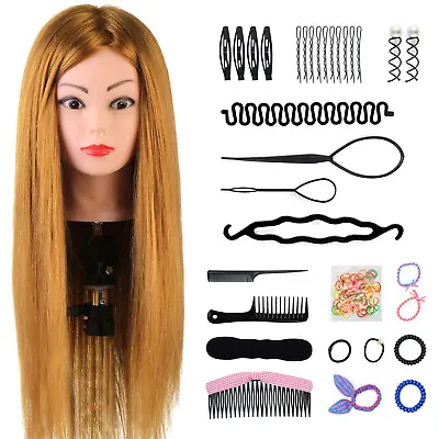 24 Inch Hairdressing Training Head Styling Doll With Free Clamp DIY Braiding Set • £19.99