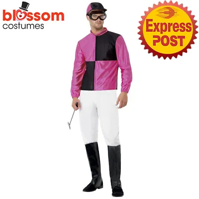 CL437 Pink Black Jockey Horse Rider Mens Melbourne Cup Fancy Costume Outfit Hat • £37.03