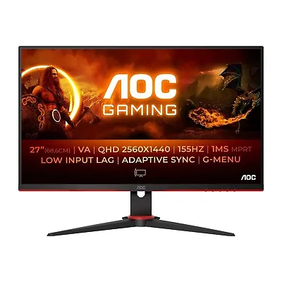 AOC AGON Q27G2E 27  QHD 155Hz FreeSync Gaming Monitor  Q27G2E/BK • £195.97