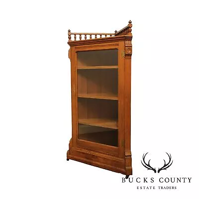 Antique Victorian Oak Corner Cabinet • $1495