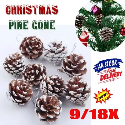 9/18PCS Natural Pine Cones Hanging Christmas Tree Decor Ornament Crafts Cone DTK • $9.22