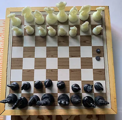 Vintage Chess Set Magnetic 6” Board  With Storage Drawer Original Box • $14.99