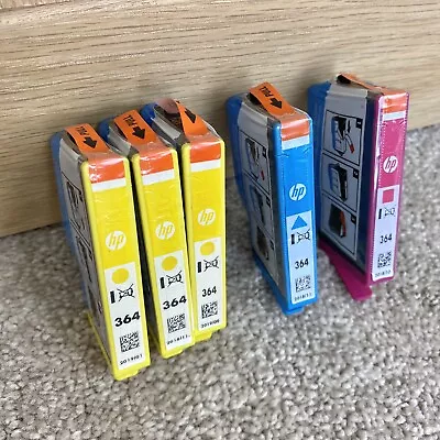 HP 364 Ink Cartridges Cyan Magenta + 3x Yellow NEW • £17.99