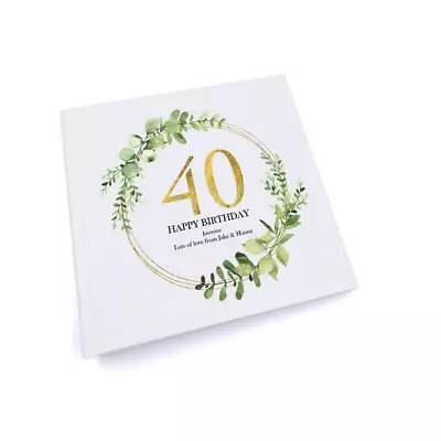 Personalised 40th Birthday Gift For Her Photo Album Gold Wreath Design UV-688 • £15.49