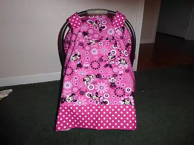 MINNIE MOUSE Car Seat Canopy Cover W/wo Peekaboo Your Choice Of Fabrics Handmade • $49.99