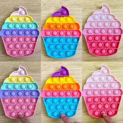 £5.99 • Buy Pop Popper Fidget Toy Push It Poppet Bubble Stress Anxiety Relief Emboss Cupcake