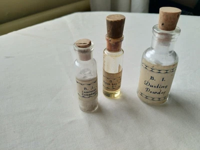£12 • Buy 3 Vintage Miniature Small Watch Makers Chemist Glass Bottles Jars 