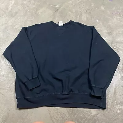 Vintage Hanes Beefy Sweatshirt L Men’s Blank Heavy Black 90s Y2K • $14.99