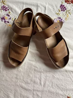 Trippen Gemany Boho Strappy Leather Sandals Size 39 9 Light Brown White Sole • $100