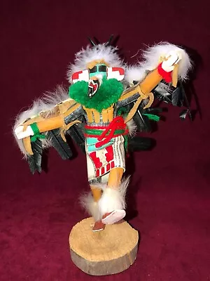 Vintage Native American EAGLE Kachina Wood Doll 7 7/8   Signed By Artist LAN?? • $14.99