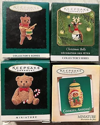 LOT Of 4 Hallmark Miniature Keepsake Ornaments Christmas Bells Cookies Anyone ++ • $13.99