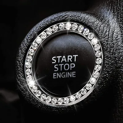 Silver Bling Diamond Car Engine Ignition Start Button Decor Ring Crystal Sticker • $7.19