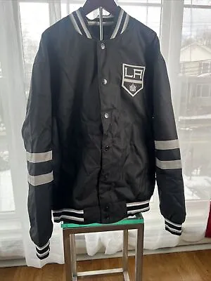 JH Design LA Kings Jacket Men L Black Button Snap NHL Bomber Coat NEVER USED • $172.22