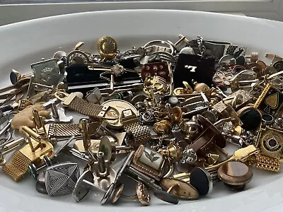 Vintage Lot Men’s Jewelry Cufflinks Tie Tacks Bars Clasps Swank + More • $19.99