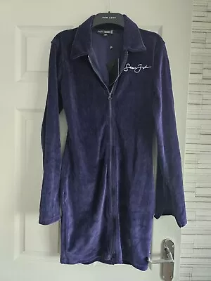 Misguided Velour Zip Front Blue Mini Dress Size 10 BNWT  • £2.50