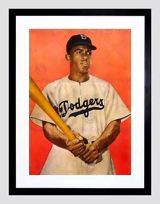 Vintage Jackie Robinson Baseball Brooklyn Dodgers Framed Art Print B12x11818 • £26.99