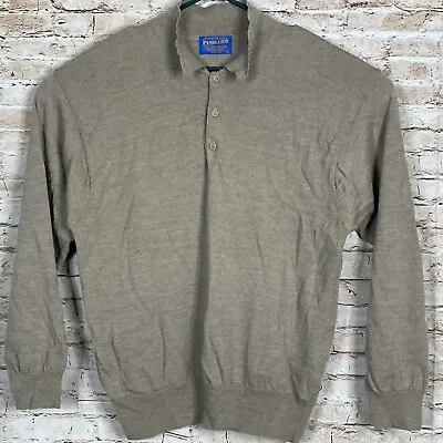 Pendleton 100% Merino Pure Virgin Wool Mens Medium Button Down Sweater Beige • $25