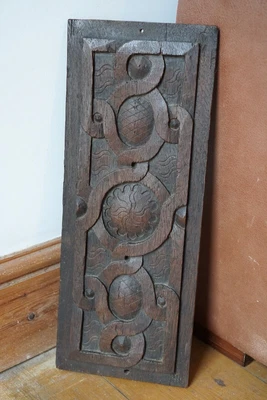 £55 • Buy Antique Hand Carved Wood Panel Gothic Cabinet Chest Decorative