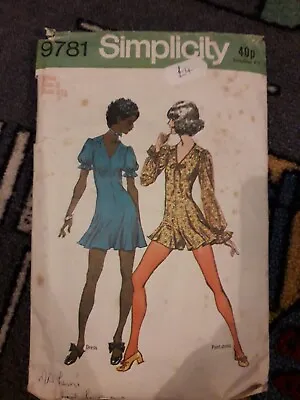 Vintage 1970s Mini Dress Sewing Pattern Disco Fever Dress Size 8 • £6