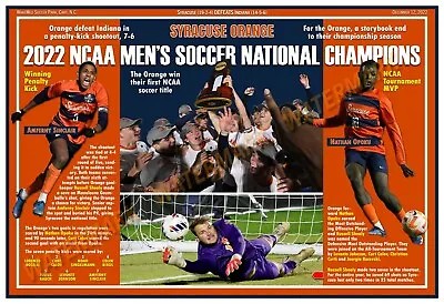 $16.95 • Buy SYRACUSE WINS THE 2022 NCAA SOCCER CHAMPIONSHIP 19”x13” COMMEMORATIVE POSTER