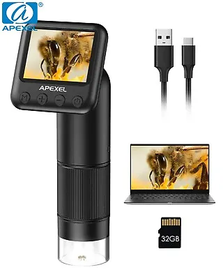APEXEL 800X Handheld Digital Microscope 2” LCD Screen Adjustable Light + SD Card • $63.99