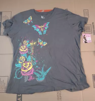 Vintage L.A. Ink Graphic Roses/Butterflies T-Shirt New With Tags - Gray LA Ink • $9.95