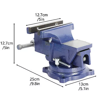 5 Bench Vise With Anvil Swivel Locking Base Table Top Clamp Heavy Duty Vice He • $44.99