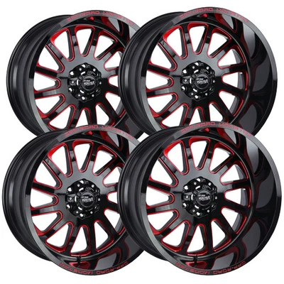 $1255.96 • Buy (Set-4) Off-Road Monster M17 20x10 8x6.5  -19mm Black/Red Wheels Rims 20  Inch