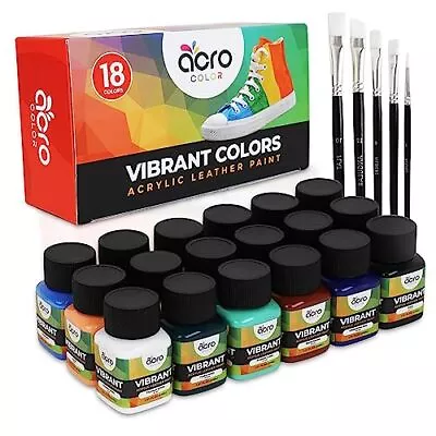 18 Color Leather Paint Kit 5 Paint Brushes Shoes Sneakers Wallets Jackets Repair • $32.20