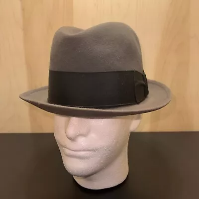 DOBBS FUR FELT HAT BLACK FEDORA - Size Measures 7 1/4” With Coachman Hat Pin • $59.99