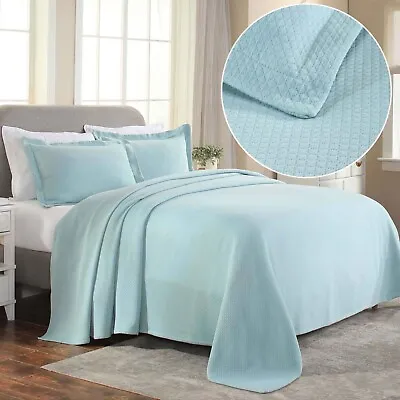 Jacquard Matelasse Cotton Hypoallergenic Bedspread & Bed Pillow Sham Set • $79.05