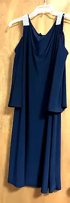 MSK Cold Shoulder Shift Dress Navy Color  With Rhinestones Women's Size 16 • $14.50