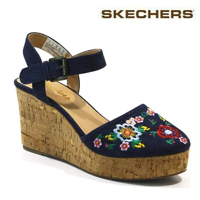 £29.95 • Buy Ladies Skechers Sandals Cushioned Lightweight Summer Mid Wedge Platform Shoes
