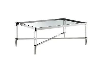 Marissa Glass Rectangular Coffee Table With Metal Acrylic Legs RRP£555 • £250