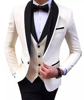 Mens 3 Piece Suit Bohemian Wedding Cocktail Tuxedo Blazer+Vest+Pants 42r 44r 46r • $68.39